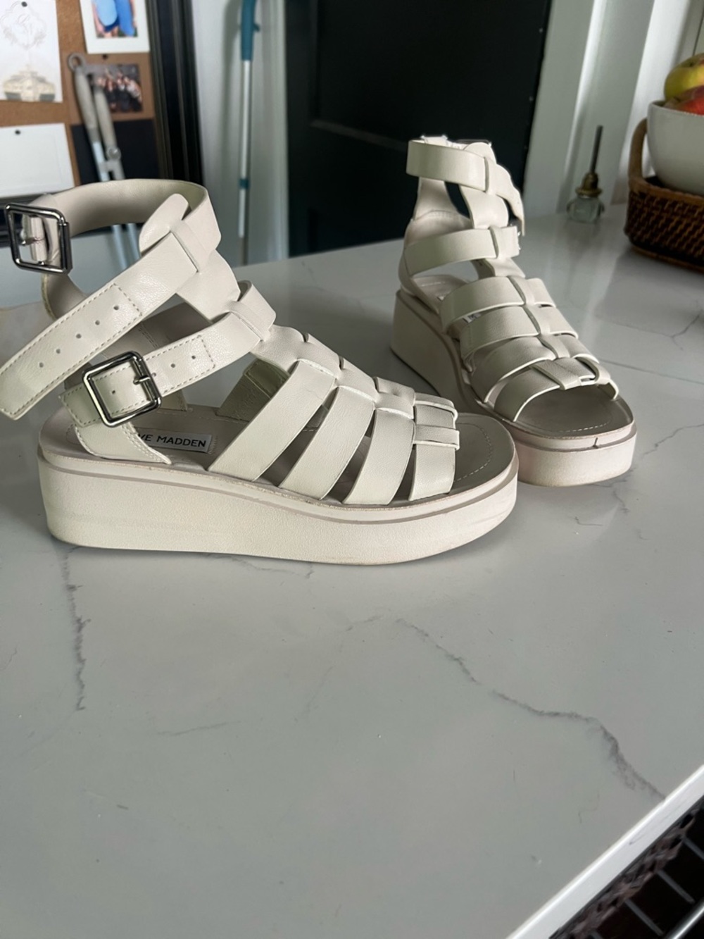 Steve Madden Off-White Platform Fisherman Sandals